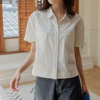 Dual-pocket Pleated-cuff Shirt