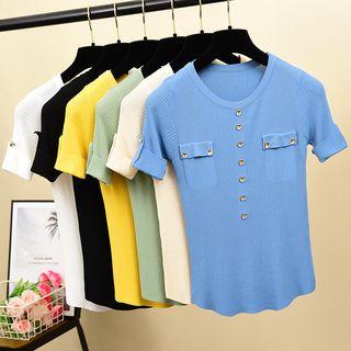Short-sleeve Twin Pocket Knit Top