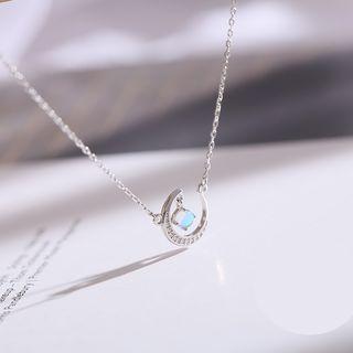 Moon Rhinestone Necklace As Shown In Figure - One Size