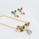Flower Animal Glaze Pendant Alloy Necklace Gray & Purple & Green & Gold - One Size