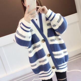Color-block Long-sleeve Knit Cardigan