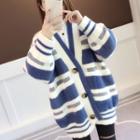 Color-block Long-sleeve Knit Cardigan