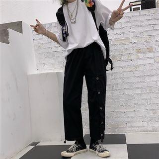 Couple Matching Buttoned Cropped Pants