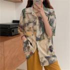 Short-sleeve Printed Shirt Almond & Green - One Size
