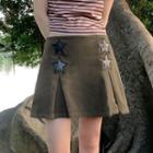 High Waist Star Applique Pleated Miniskirt