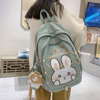Cartoon Print Drawstring Nylon Backpack / Bag Charm / Set