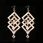 Glass Bead Square Dangle Earring 1 Pair - Gold - One Size