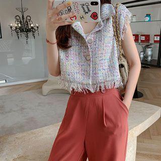 Set: Tweed Vest + Camisole Top + A-line Skirt