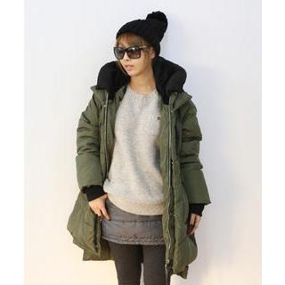 Cargo-pocket Zip-up Puffer Jacket