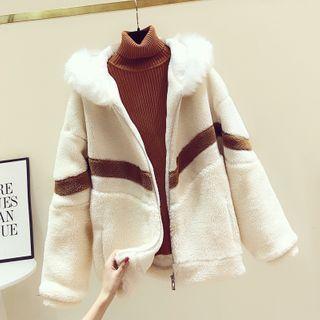 Fluffy Hood Zip Jacket
