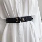 Faux Leather Elastic Belt Black - One Size