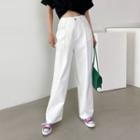 Band-waist Pleated-front Straight-cut Pants
