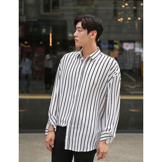 Linen Blend Stripe Boxy Shirt