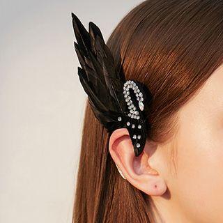 Rhinestone Feather Swan Earring