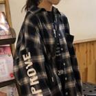 Letter Plaid Shirt Plaid - One Size