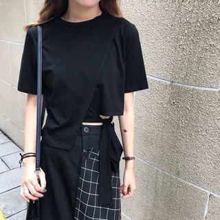 Short-sleeve Wrap-front T-shirt