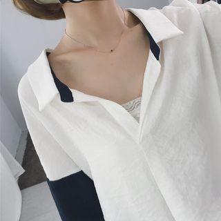 Striped Panel Cut Out Back Shirt
