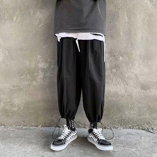 Drawstring-hem Cropped Straight-cut Pants