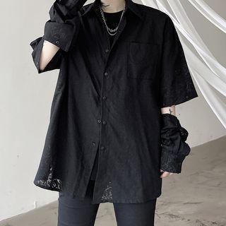 Detachable Sleeve Texture Shirt