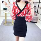 Elbow-sleeves Bodycon Mini Dress