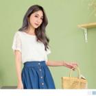 Short-sleeve Round Neck Lace Top