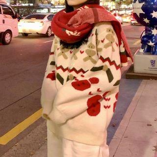 Gingerbread Man Print Sweater / Deer Print Sweater