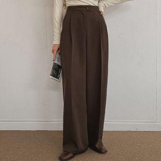 Pleated High-waist Wide-leg Pants
