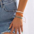 Set Of 3: String Bracelet (various Designs) Set Of 3 - Red & Blue & White - One Size