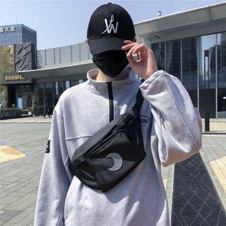 Crescent Applique Nylon Sling Bag