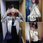 Cropped Faux Leather Baseball Jacket