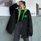 Reversible Fleece Zip-up Jacket Green - One Size