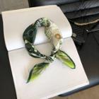Floral Print Silk Scarf Green - One Size