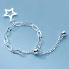 Star Sterling Silver Chained Ring 1 Pc - S925 Silver - Silver - One Size