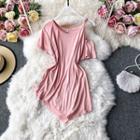 Cold-shoulder Short-sleeve Asymmetric Top