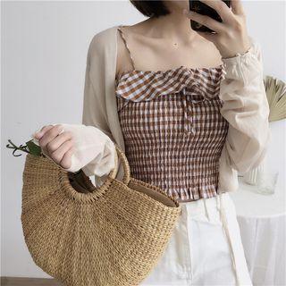 Set: Check Camisole Top + Knit Cover-up
