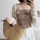 Set: Check Camisole Top + Knit Cover-up