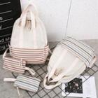 Set: Canvas Striped Backpack + Striped Pouch