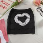 Lace Trim Heart Knit Mini Skirt