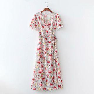 V-neck Printed Bodycon Dress