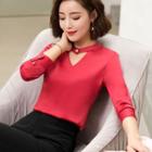 Cut-out Blouse / Cropped Wide-leg Pants