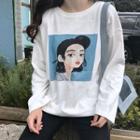 Print Long-sleeve Loose-fit Top