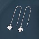 Leaf Threader Earring 1 Pair - Maple Leaf - Silver - One Size