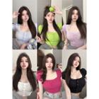 Square-neck Skinny Crop Top In 6 Colors