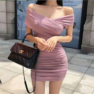 Off Shoulder Mini Sheath Dress