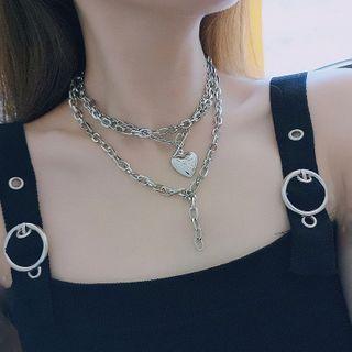 Layered Heart Necklace As Shown In Figure - One Size