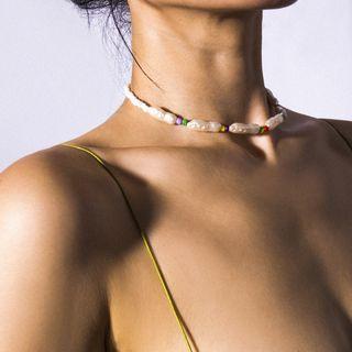 Faux Pearl Choker 2505 - Multicolour - One Size