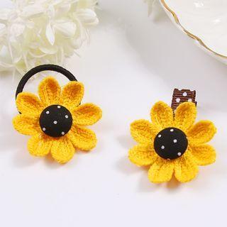 Knit Flower Hair Tie / Hair Clip