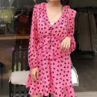 Heart Patterned Long-sleeve Playsuit