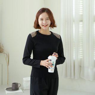 Shoulder-patch Plain Knit Top