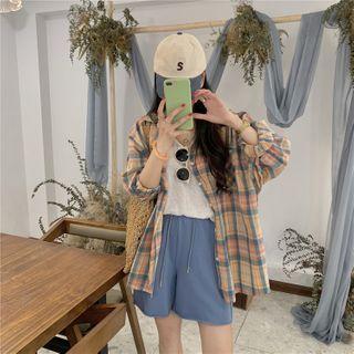 Plaid Shirt / Spaghetti Strap Top / Shorts